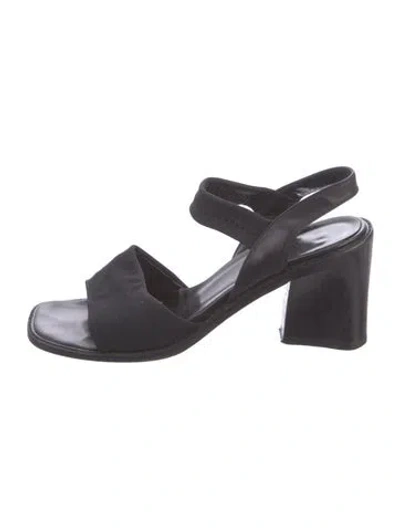 Pre-owned Donald Pliner Leather Slingback Sandals In Black