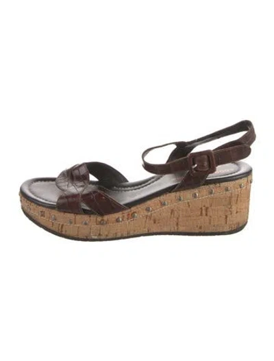 Pre-owned Donald Pliner Leather Slingback Sandals In Brown
