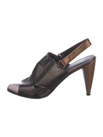 Pre-owned Donald Pliner Leather Slingback Sandals In Brown
