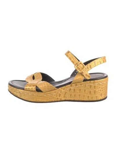 Pre-owned Donald Pliner Leather Slingback Sandals In Yellow