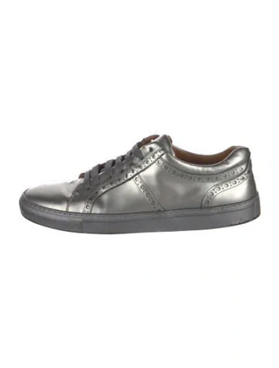 Pre-owned Donald Pliner Leather Sneakers In Silver