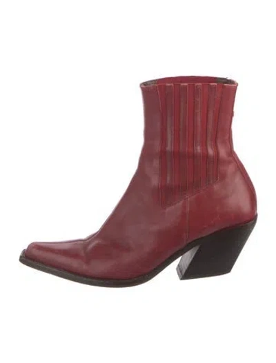 Pre-owned Donald Pliner Leather Sock Boots In Red