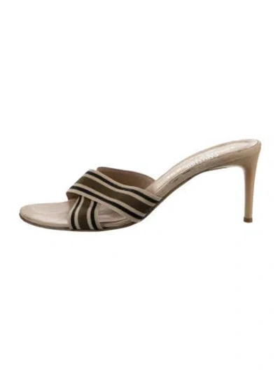Pre-owned Donald Pliner Leather Striped Sandals In Gold