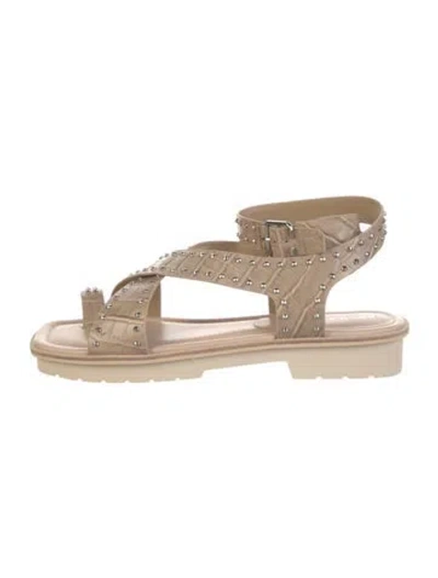 Pre-owned Donald Pliner Leather Studded Accents Sandals W/ Tags In Neutral