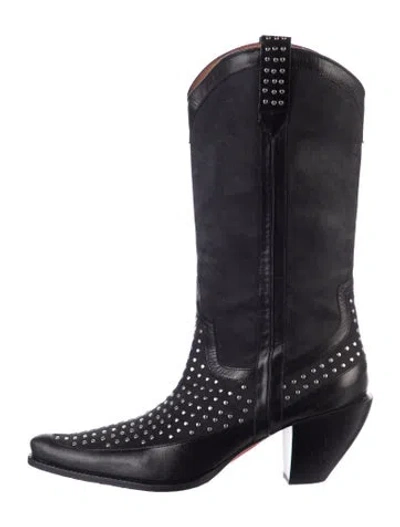 Pre-owned Donald Pliner Leather Studded Accents Western Boots In Multi