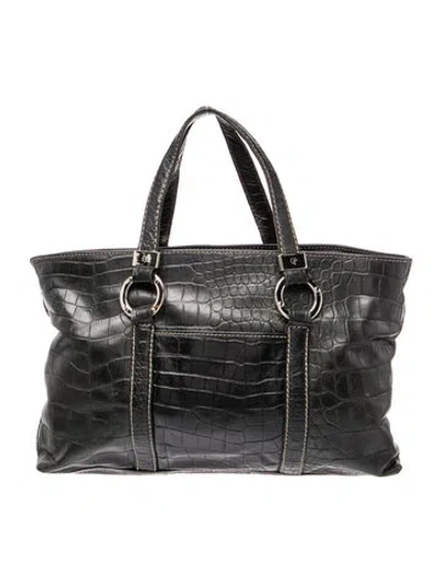Pre-owned Donald Pliner Leather Top Handle Bag In Grey