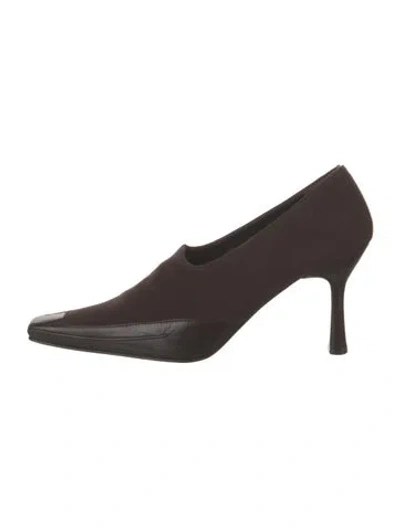 Pre-owned Donald Pliner Leather Trim Embellishment Pumps In Brown