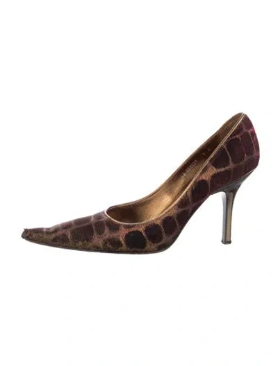 Pre-owned Donald Pliner Leather Trim Embellishment Pumps In Multi