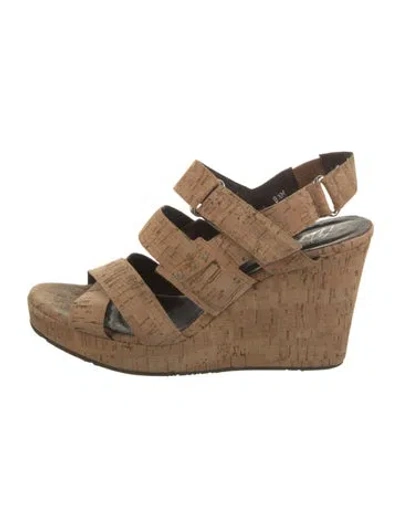 Pre-owned Donald Pliner Leather Trim Embellishment Slingback Sandals In Neutral