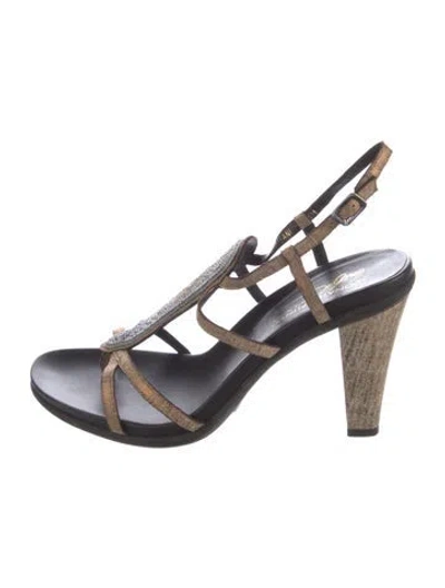 Pre-owned Donald Pliner Leather T-strap Sandals In Gold