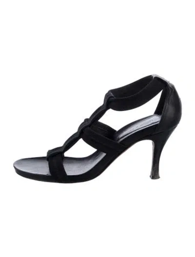 Pre-owned Donald Pliner Leather T-strap Sandals In Gray