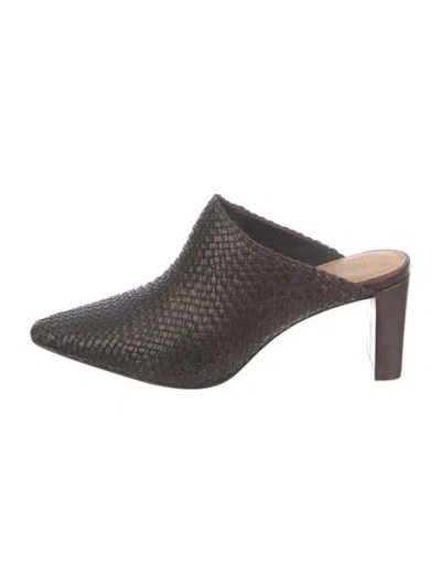 Pre-owned Donald Pliner Leather Tweed Pattern Mules In Brown/metallic
