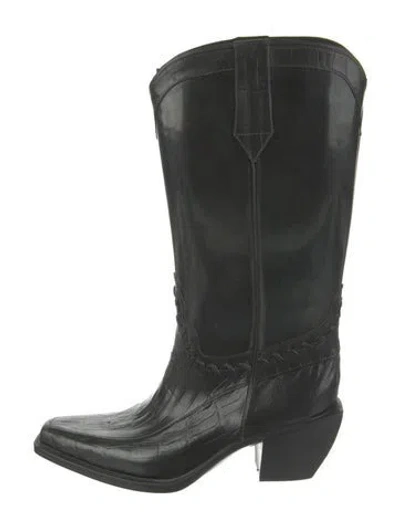 Pre-owned Donald Pliner Leather Western Boots In Black