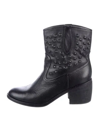 Pre-owned Donald Pliner Leather Western Boots In Black