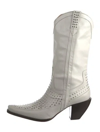 Pre-owned Donald Pliner Leather Western Boots In White