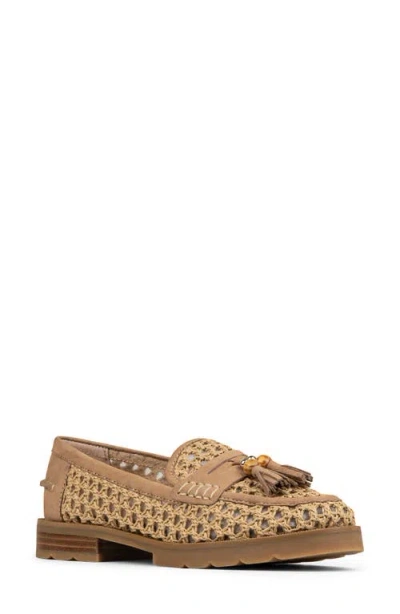 Donald Pliner Lenny Woven Raffia Tassel Loafer In Natural