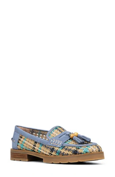 Donald Pliner Lenny Woven Raffia Tassel Loafer In Navy