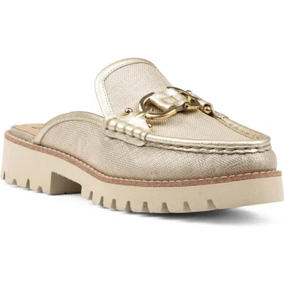 Donald Pliner Loafer Mule In Platino Raffia