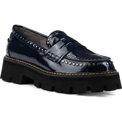 Donald Pliner Massy Platform Penny Loafer In Navy
