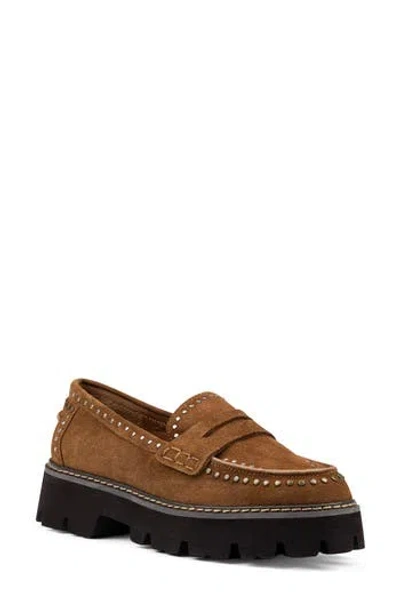 Donald Pliner Massy Platform Penny Loafer In Saddle