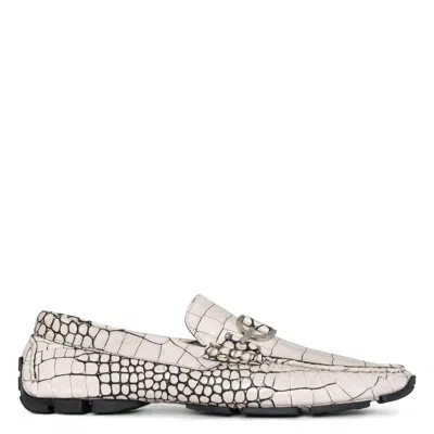 Donald Pliner Men Dacio Driver Grey Croco Casual In Black