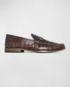 Donald Pliner Men's Emmett Croc-effect Leather Bit Loafers In Brown