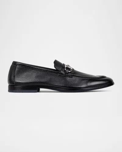 Donald Pliner Men's Slade Tumbled Leather Bit Loafers In Black