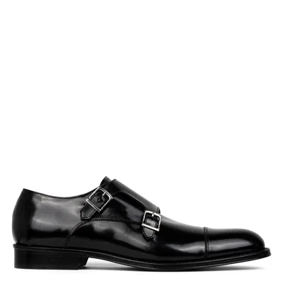 Donald Pliner Men's Leather Double-monk Strap Loafers In Black