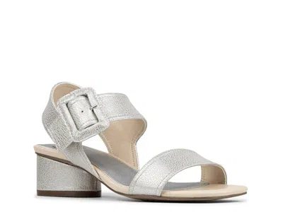Donald Pliner Oversize Buckle Slingback Sandal In Silver