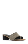 Donald Pliner Naia Embossed Slide Sandal In Natural/ Black