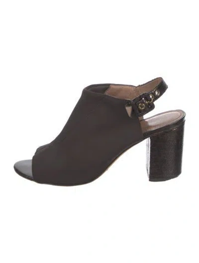 Pre-owned Donald Pliner Neoprene Slingback Pumps In Brown