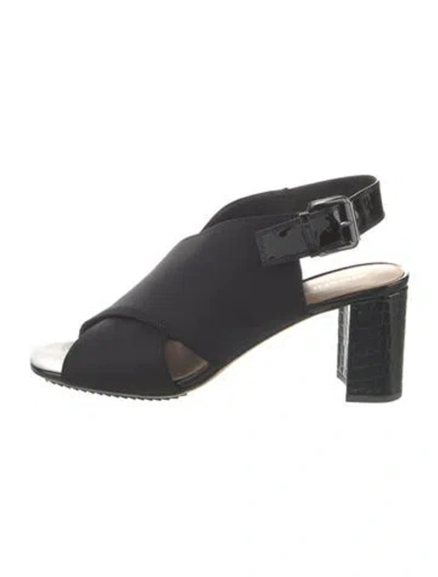 Pre-owned Donald Pliner Neoprene Slingback Sandals In Black