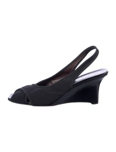 Pre-owned Donald Pliner Nylon Slingback Pumps In Black