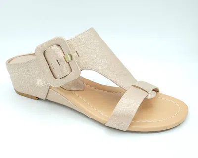 DONALD PLINER OFELIA WEDGE SANDAL IN PALE GOLD