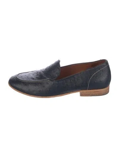 Pre-owned Donald Pliner Ostrich Loafers In Blue