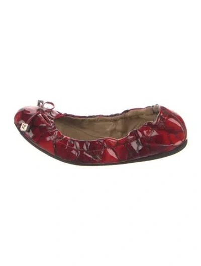 Pre-owned Donald Pliner Patent Leather Animal Print Ballet Flats In Red