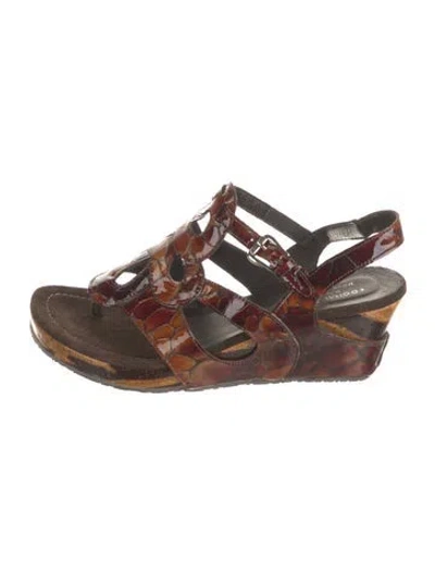 Pre-owned Donald Pliner Patent Leather Animal Print Gladiator Sandals In Brown