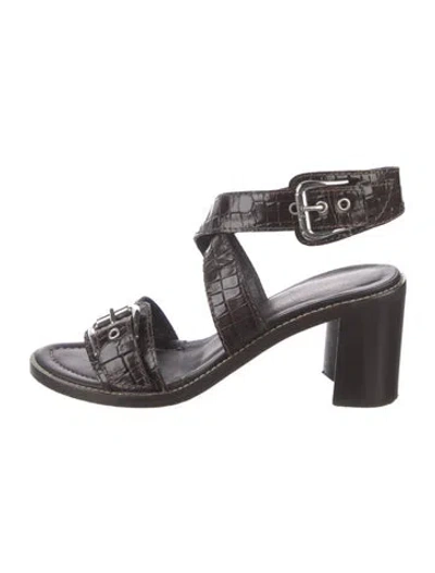 Pre-owned Donald Pliner Patent Leather Animal Print Sandals In Brown