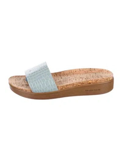 Pre-owned Donald Pliner Patent Leather Animal Print Slides In Neutrals