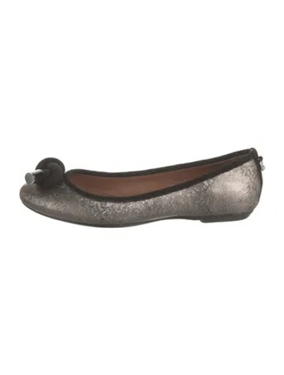 Pre-owned Donald Pliner Patent Leather Ballet Flats In Gray