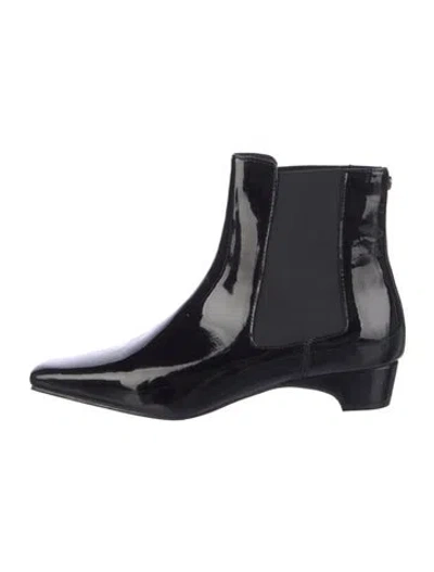 Pre-owned Donald Pliner Patent Leather Chelsea Boots In Black