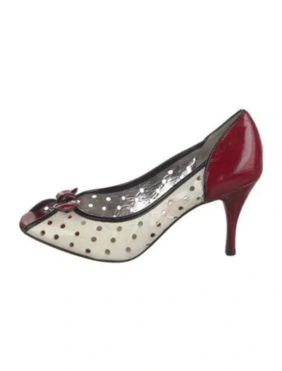 Pre-owned Donald Pliner Patent Leather Colorblock Pattern Pumps In Black