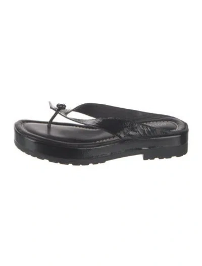 Pre-owned Donald Pliner Patent Leather Flip Flops In Blue
