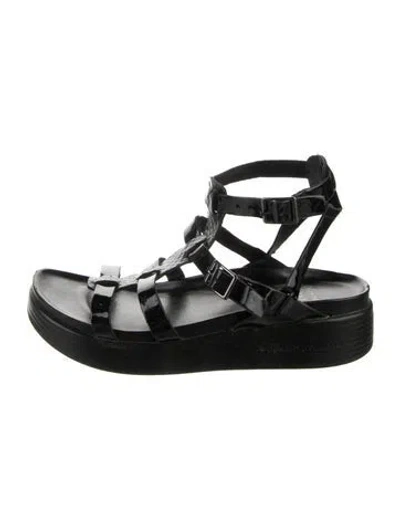 Pre-owned Donald Pliner Patent Leather Gladiator Sandals In Black