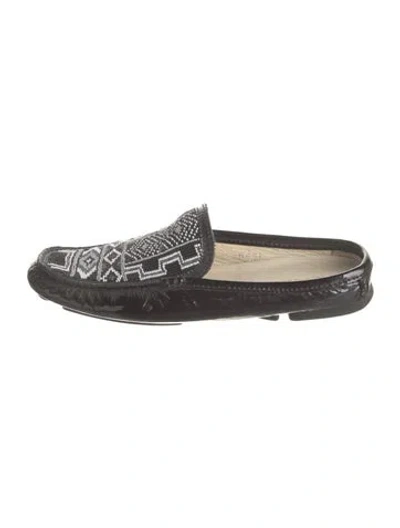 Pre-owned Donald Pliner Patent Leather Graphic Print Mules In Black
