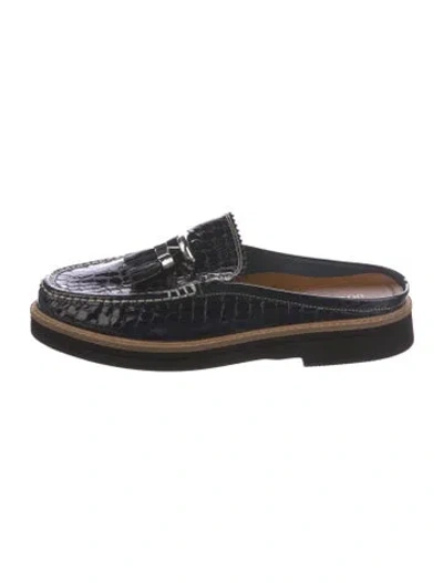 Pre-owned Donald Pliner Patent Leather Mules In Blue