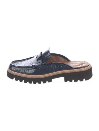 Pre-owned Donald Pliner Patent Leather Mules In Blue