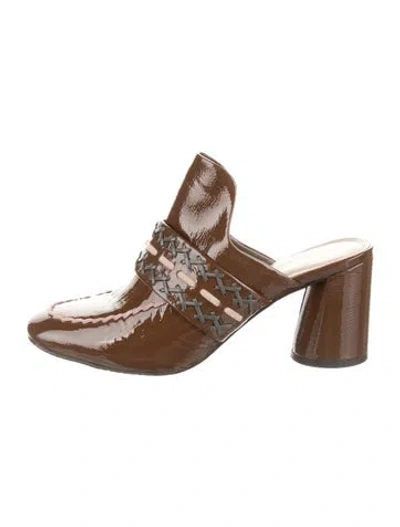 Pre-owned Donald Pliner Patent Leather Mules In Brown
