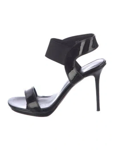 Pre-owned Donald Pliner Patent Leather Sandals In Black