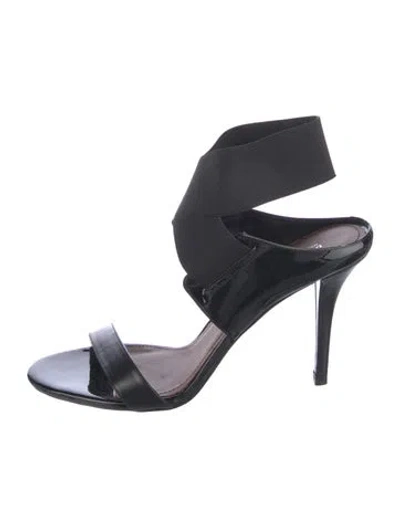Pre-owned Donald Pliner Patent Leather Sandals In Black